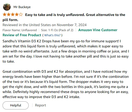 Easy Unflavored Vitamin D3 K2 Drops Boost Immunity