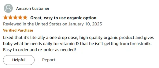 Organic Vitamin D Drops for Breastfed Babies – 1 Drop Daily!