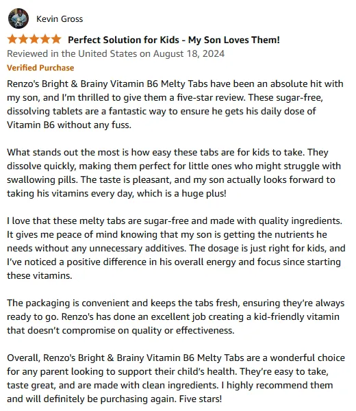 Sugar-Free Kids Vitamin B6 Melty Tabs Boost Energy & Focus