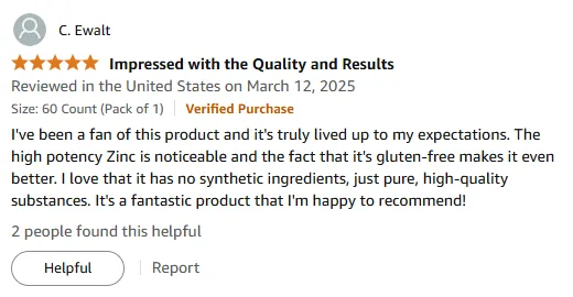 Gluten-Free High Potency Zinc Supplement: Pure & Effective!