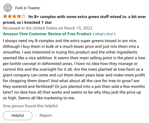 B-Complex & Super Greens Review: Tree Planting Impact?