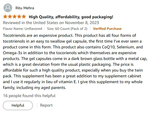 Affordable Tocotrienols with CoQ10 & Omega-3s for Whole Family