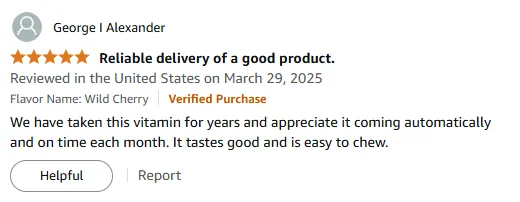 Tasty Chewable Vitamin A with Automatic Delivery
